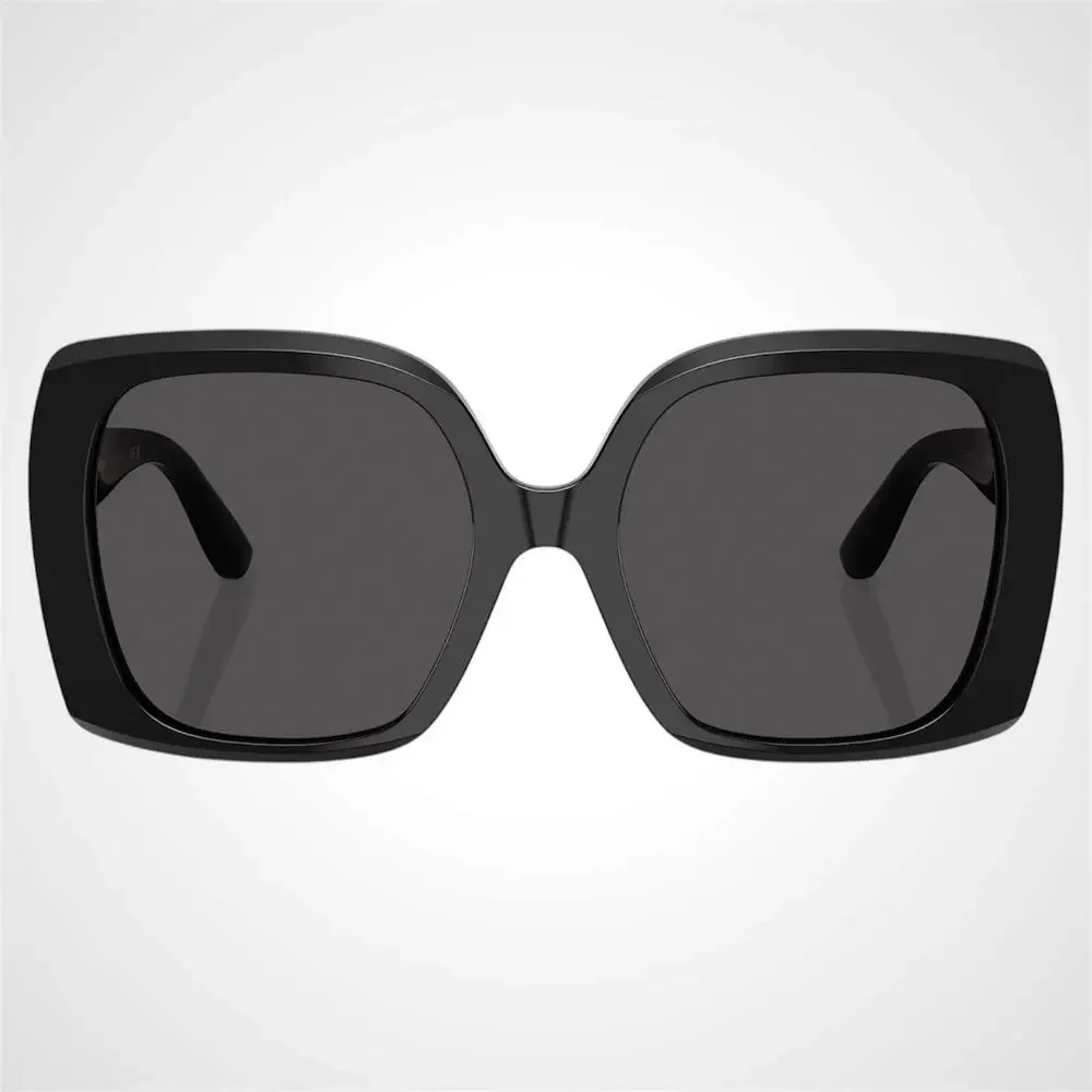 New Dolce & Gabbana Sunglasses Black Acetate Square Gold Metal DG - Picture 2 of 6